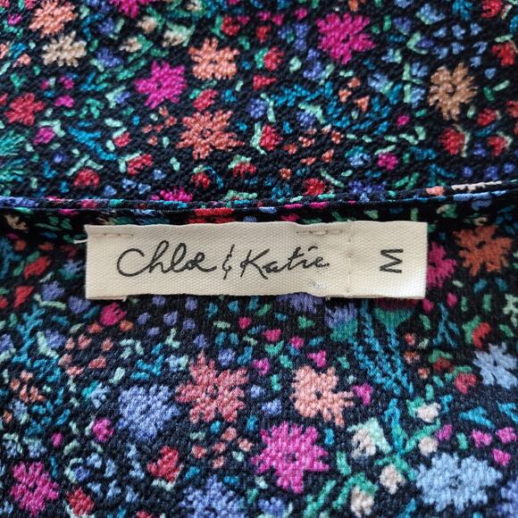 Chloe & Katie Micro Floral Print Long Sleeve Wrap Blouse Size M - Picture 12 of 13